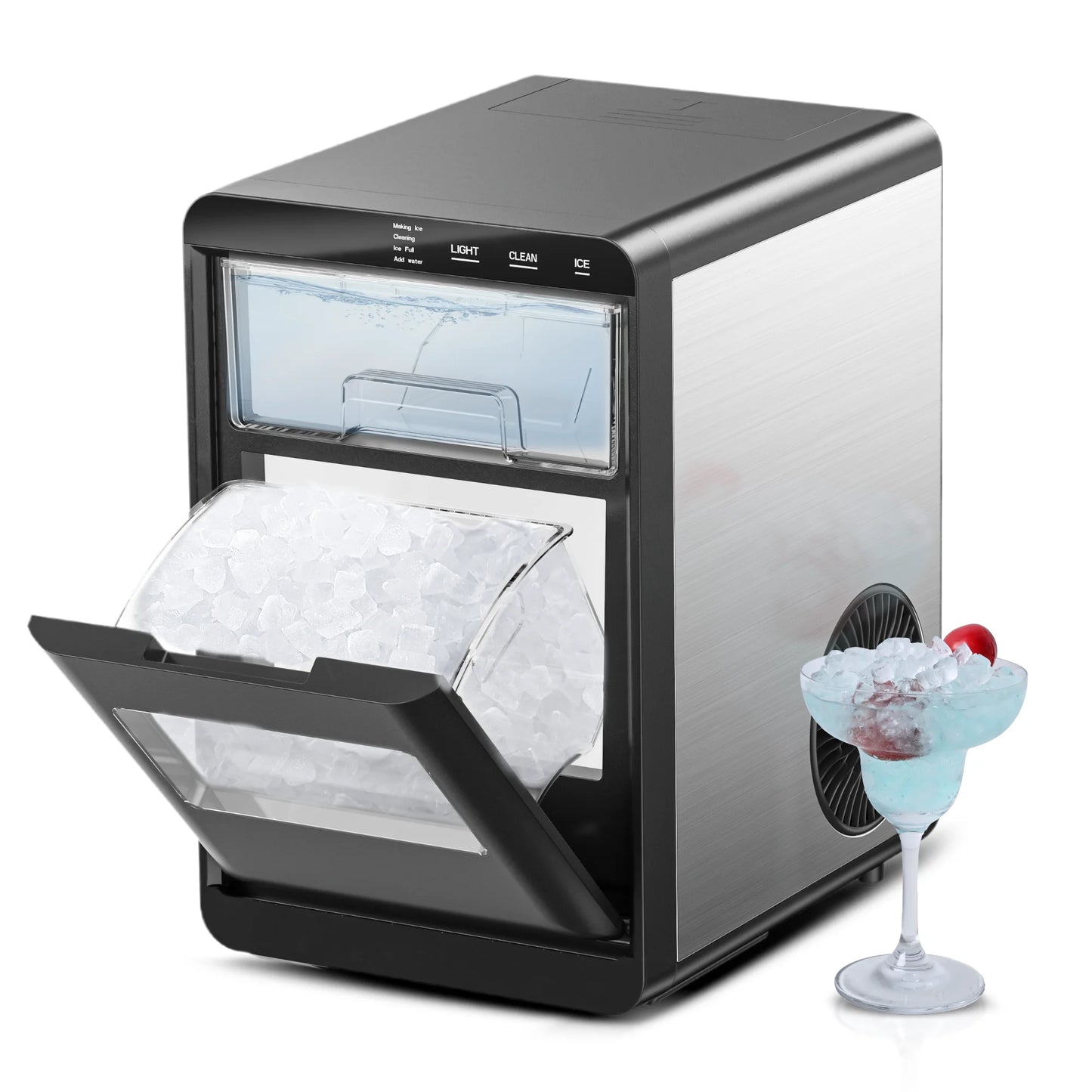 SIMZLIFE Nugget Ice Maker Countertop,43bs/24H,Self-Cleaning Pellet Ice Machine with Ice Scoop&Basket for Home/Kitchen/Party