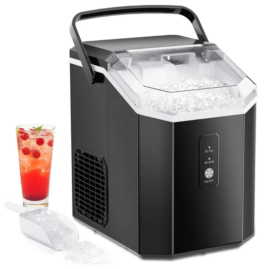 Nugget Ice Maker, 10,000pcs/33lbs/Day, Portable Handheld Nugget Ice Maker Machine with Handle, Ice Makers Countertop