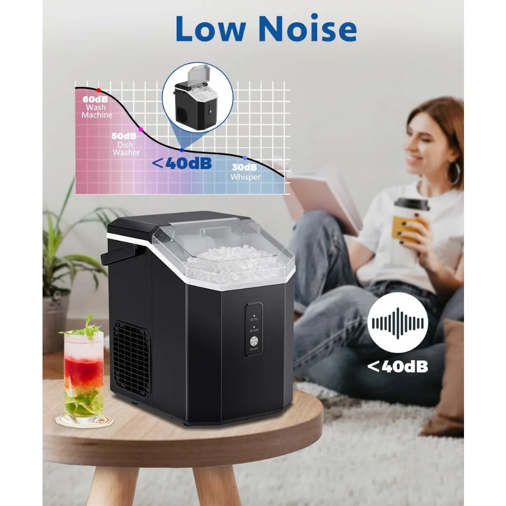 Nugget Ice Maker, 10,000pcs/33lbs/Day, Portable Handheld Nugget Ice Maker Machine with Handle, Ice Makers Countertop