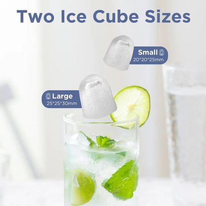 [Summer's Selection!] 9 Ice Cubes Ready in 6 miutes. Portable Countertop Ice Maker for home and office. 26lbs Ice/24Hrs, Self-Cl