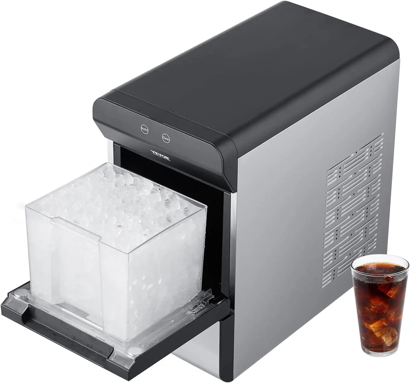 Countertop Nugget Ice Maker, 37lbs in 24Hrs, 2 Way Water Refill Self Cleaning Nugget Ice Maker with Scoop and Baske