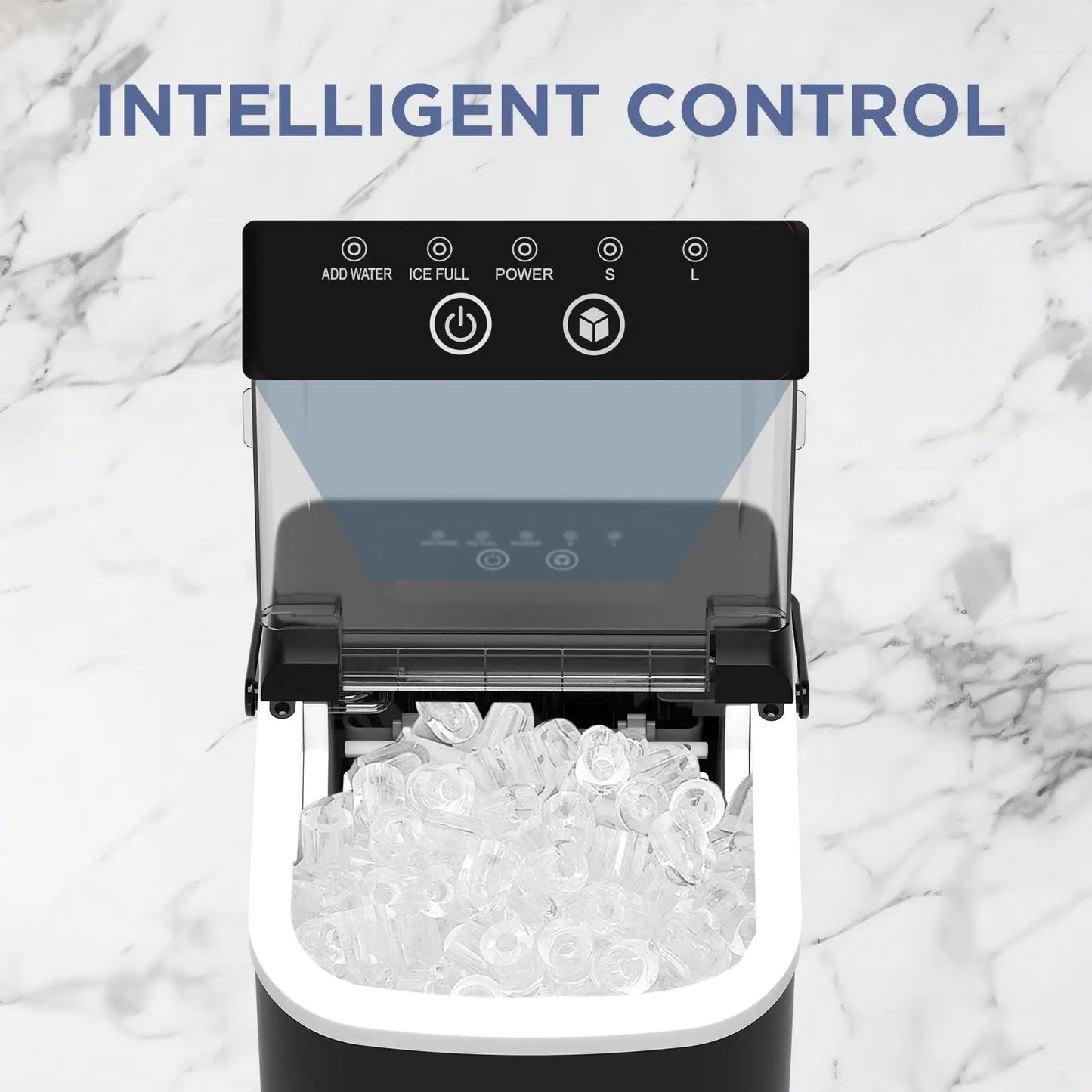 [Summer's Selection!] 9 Ice Cubes Ready in 6 miutes. Portable Countertop Ice Maker for home and office. 26lbs Ice/24Hrs, Self-Cl