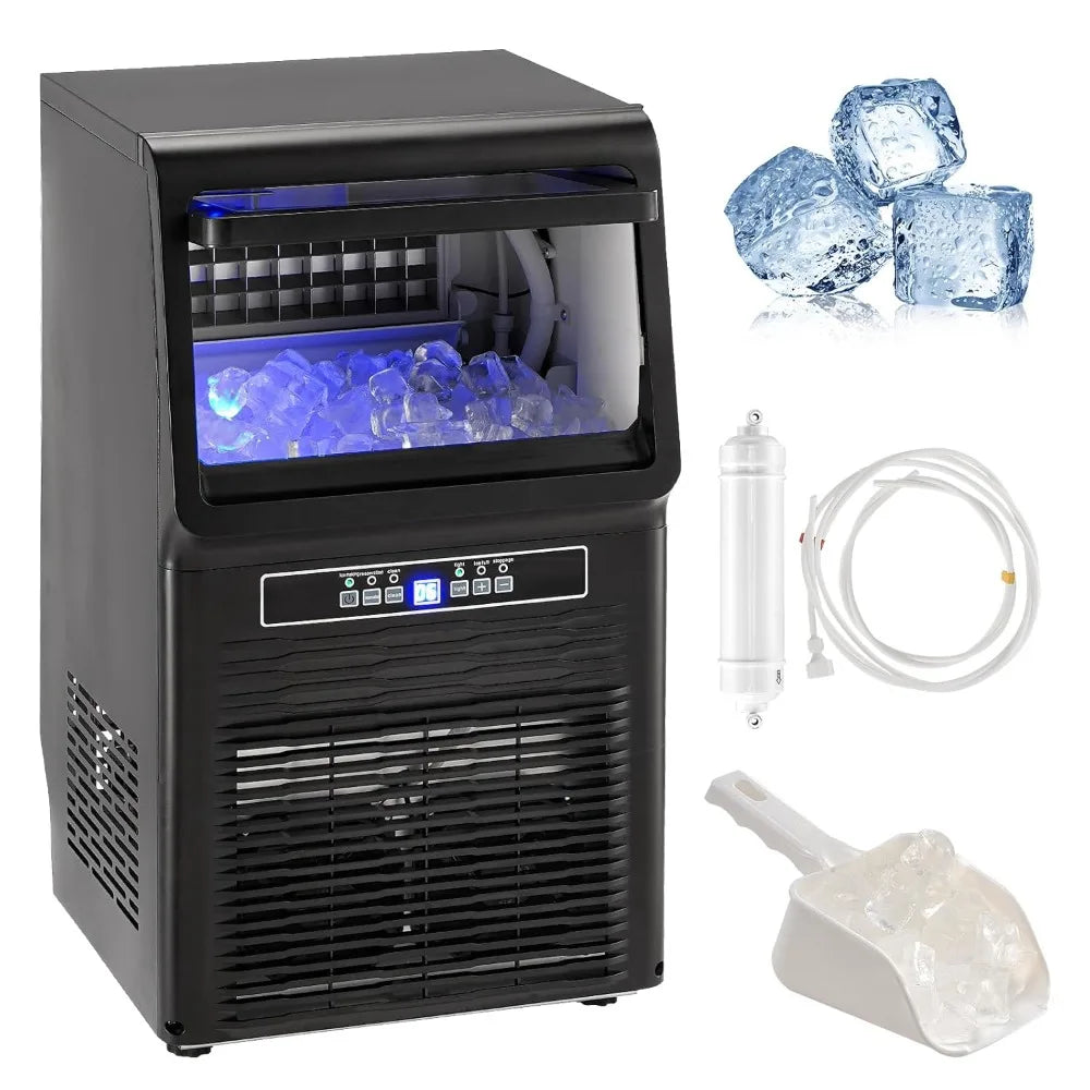 110V Countertop Ice Maker 70LB/24H, 350W Automatic Portable Ice Machine with 11LB Storage, 36Pcs per Tray